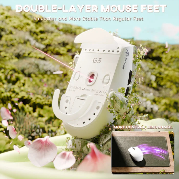 ATTACK SHARK G3 Tri-mode Wireless Gaming Mouse 25000 DPI Ultra Lightweight - White