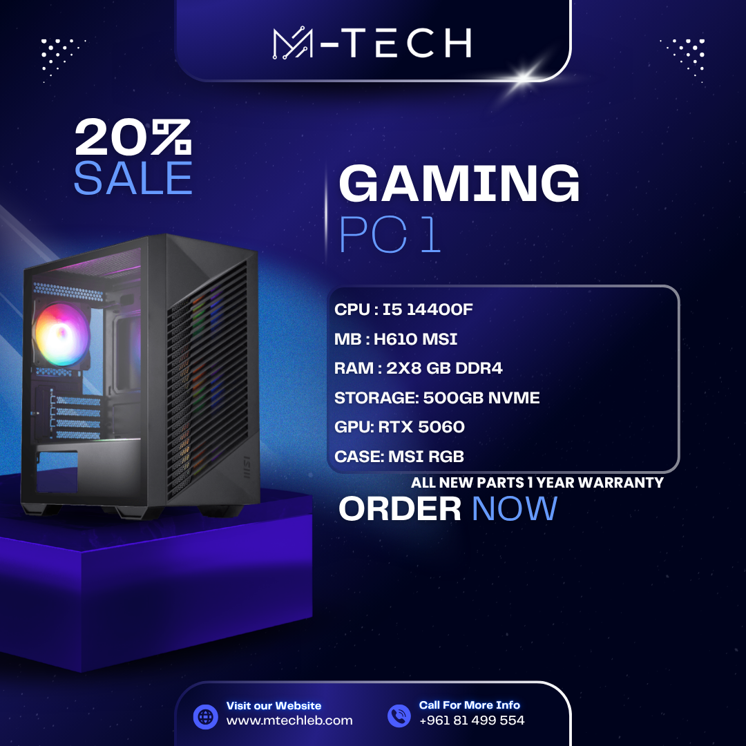 PC Offer 1 – Intel i5-14400F | RTX 5060 | 16GB RAM | 500GB Storage
