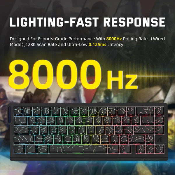 ATTACK SHARK X68 PRO HE MAGNETIC TRI MODE RGB MECHANICAL KB BLK CONTOUR