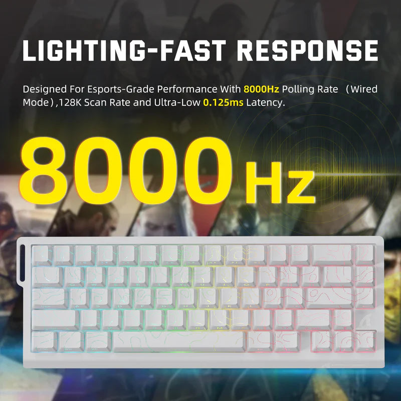Attack Shark X68 Pro HE Mechanical Keyboard – 68 Keys, Magnetic Switches, Tri-Mode, Rapid Trigger 0.01mm, 8K Polling, Hot-Swap, RGB Backlight, 5000mAh| White