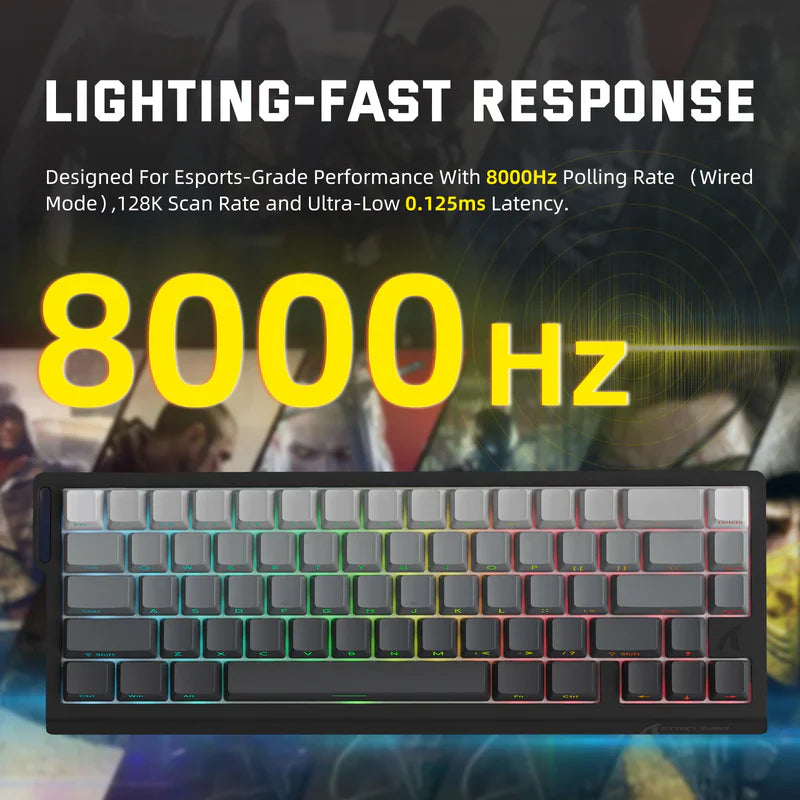 Attack Shark X68 Pro HE Mechanical Keyboard – 68 Keys, Magnetic Switches, Tri-Mode, Rapid Trigger 0.01mm, 8K Polling, Hot-Swap, RGB Backlight, 5000mAh |Moon Night