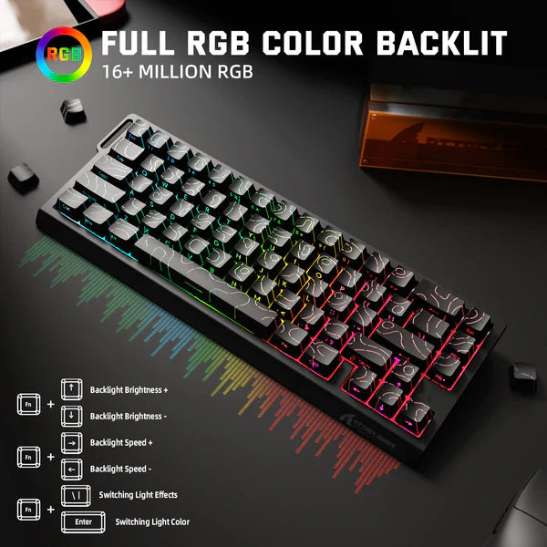 ATTACK SHARK X68 PRO HE MAGNETIC TRI MODE RGB MECHANICAL KB BLK CONTOUR