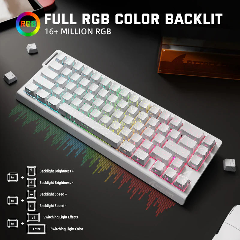 Attack Shark X68 Pro HE Mechanical Keyboard – 68 Keys, Magnetic Switches, Tri-Mode, Rapid Trigger 0.01mm, 8K Polling, Hot-Swap, RGB Backlight, 5000mAh| White