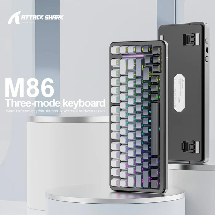 ATTACK SHARK M86 Tri-mode Gasket Mechanical Keyboard - Moonlit Night