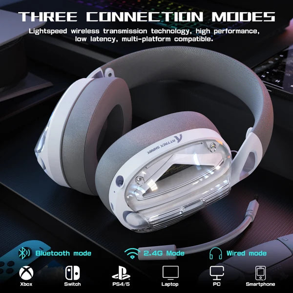 ATTACK SHARK L60 Ultra-Light Tri-Mode Gaming Headset - WHITE