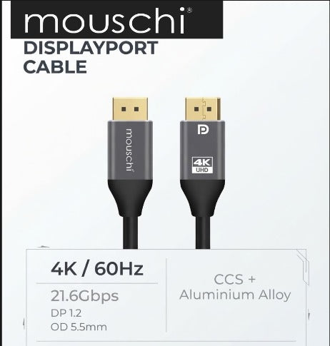 Mouschi DisplayPort Cable 4K 60Hz 1.5m
