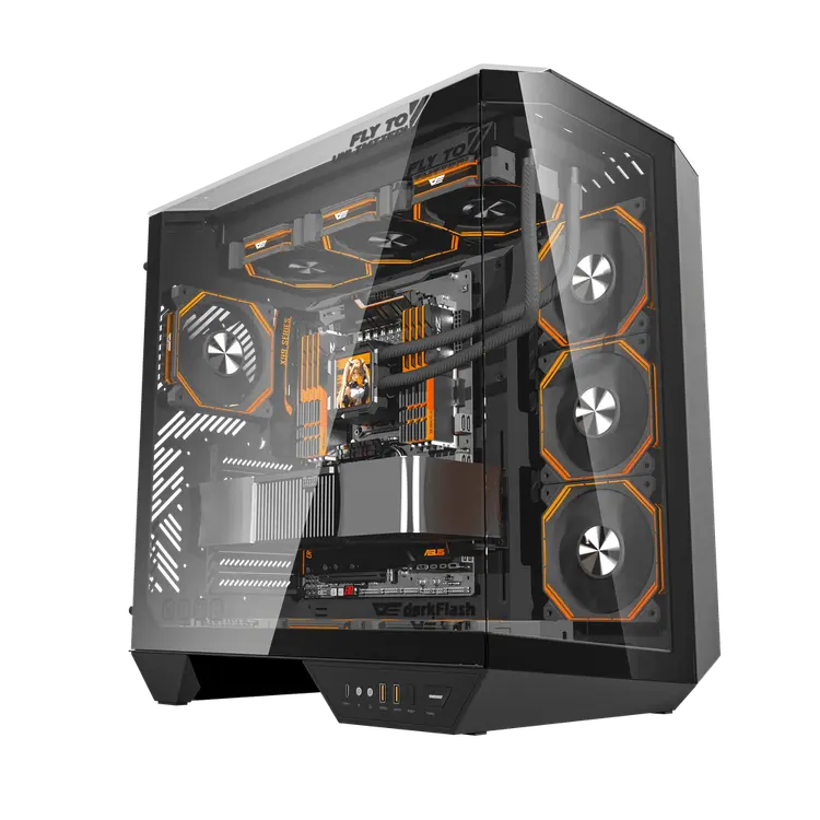 DarkFlash Dy470 PC Case With 4 ARGB Fans - BLACK