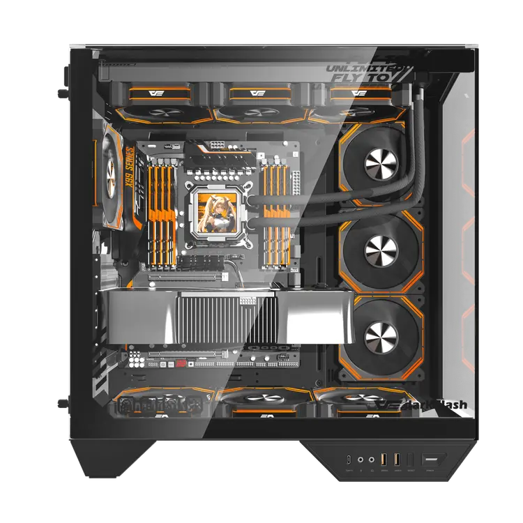 DarkFlash Dy470 PC Case With 4 ARGB Fans - BLACK
