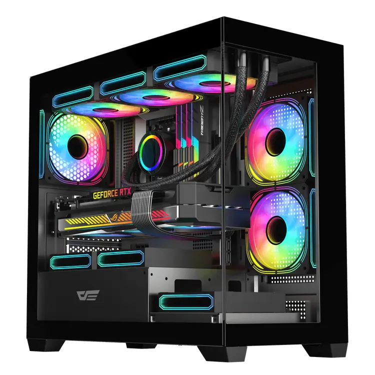 DarkFlash DS900M M-ATX PC Case, With 3 ARGB Fans, BLACK