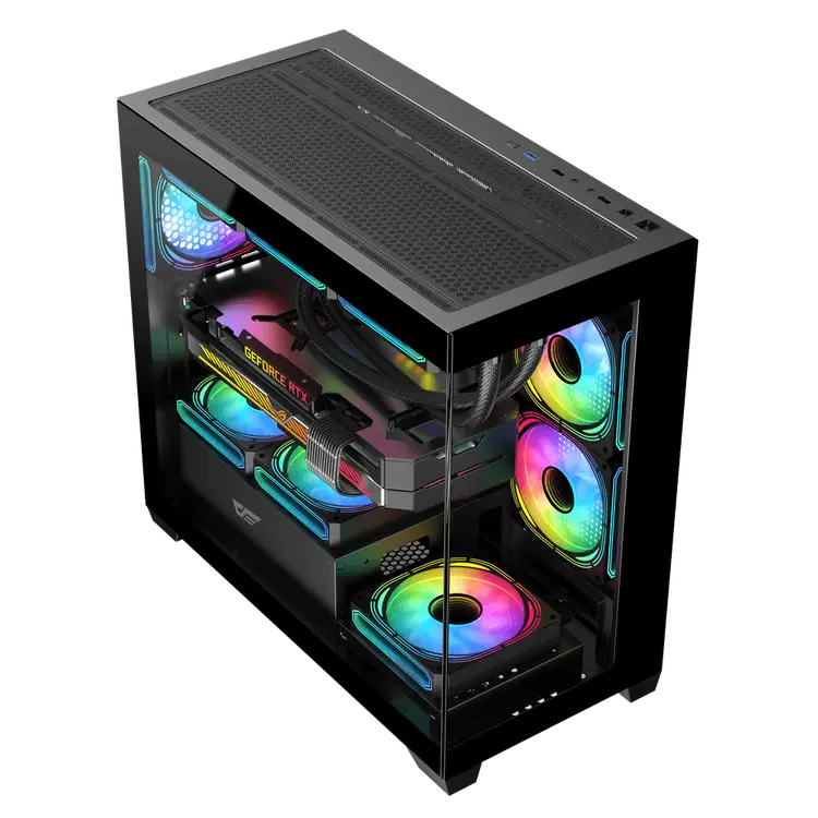 DarkFlash DS900M M-ATX PC Case, With 3 ARGB Fans, BLACK