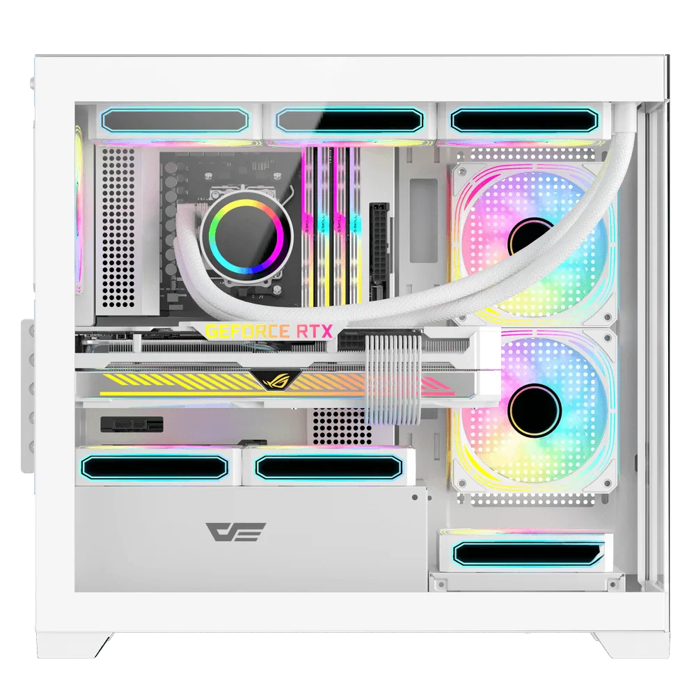 DarkFlash DS900M M-ATX PC Case, With 3 ARGB Fans, WHITE