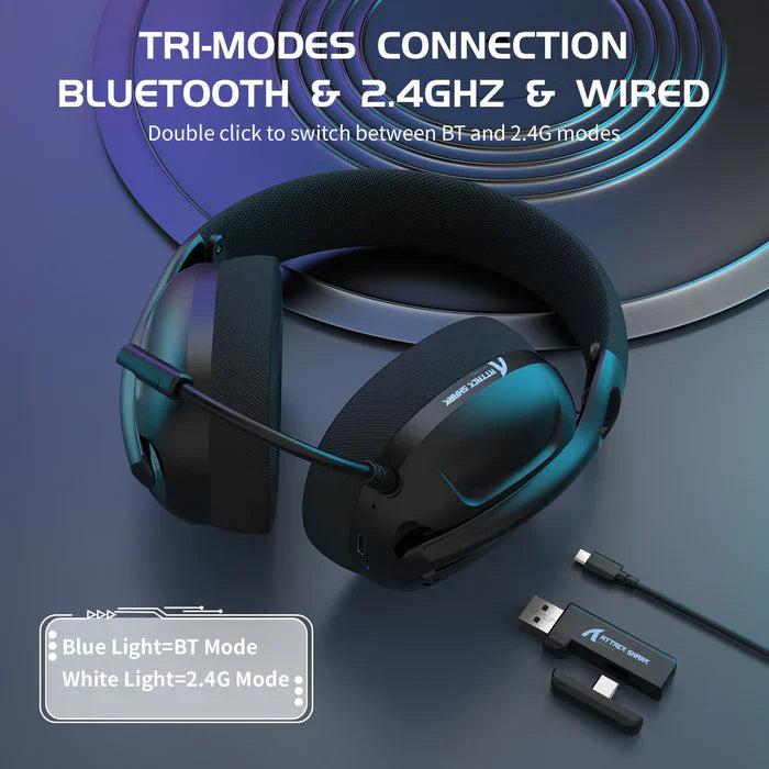ATTACK SHARK L80 Ultra-Light Tri-Mode Gaming Headset - Black