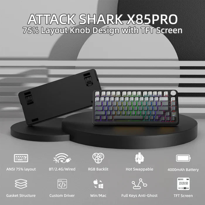 ATTACK SHARK X85PRO Tri-mode Gasket Mechanical Keyboard - Moonlit Night