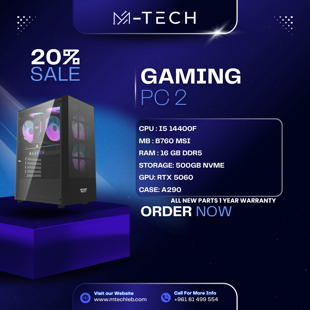 PC Offer 2 – Intel i5-14400F | RTX 5060 | 16GB DDR5 | MSI B760 Motherboard