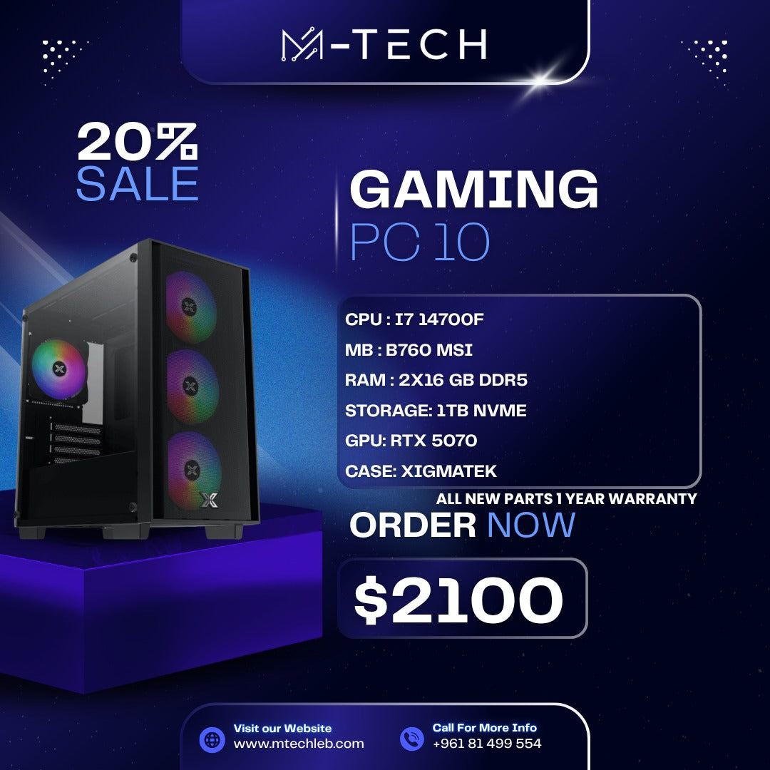 Gaming PC Offer 10: i7-14700F, RTX 5070, 32GB DDR5, 1TB