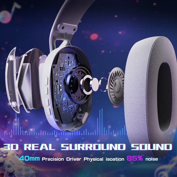 ATTACK SHARK L60 Ultra-Light Tri-Mode Gaming Headset - WHITE