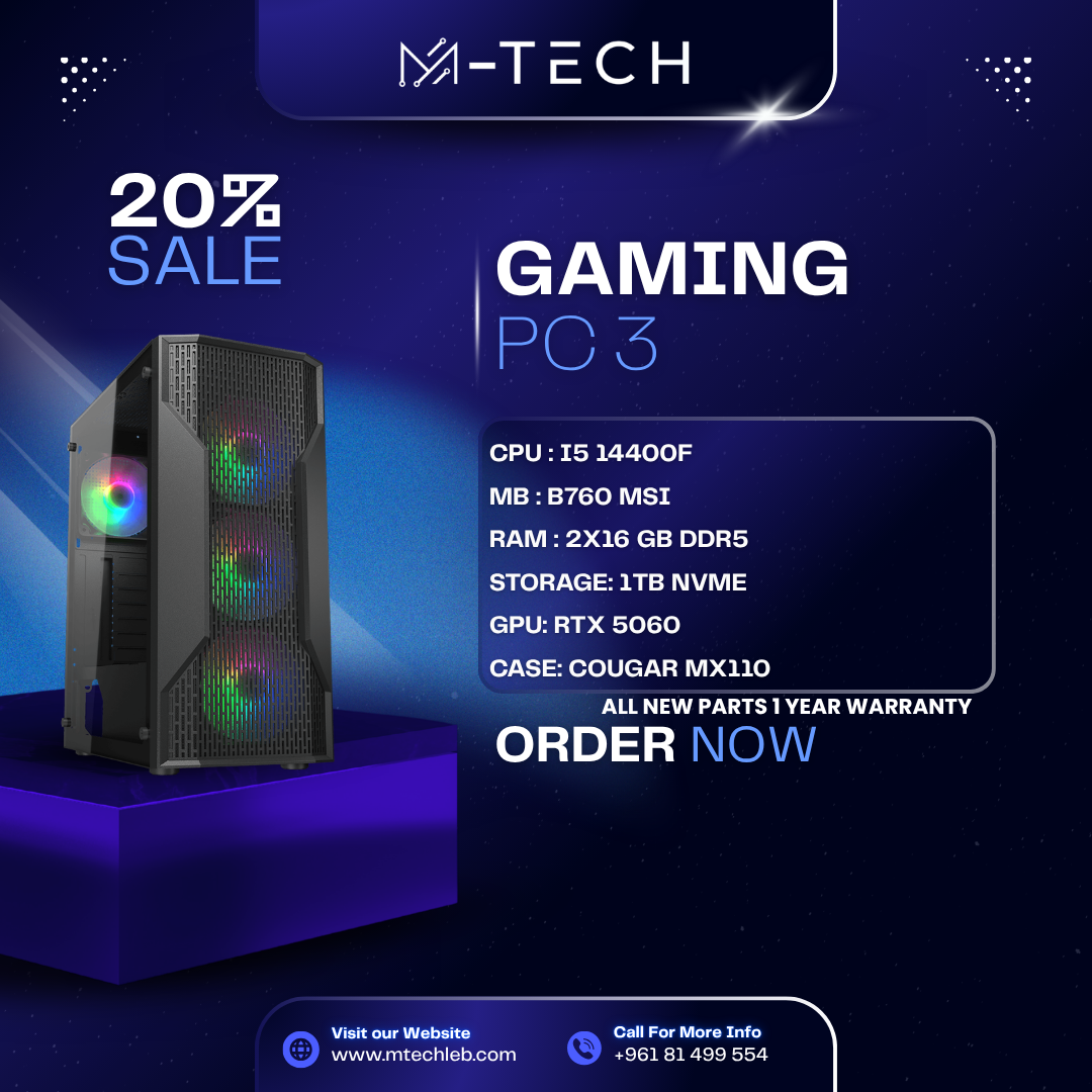 PC Offer 3 - Intel Core i5-14400F | RTX 5060 | 32GB DDR5 | 1TB NVMe SSD
