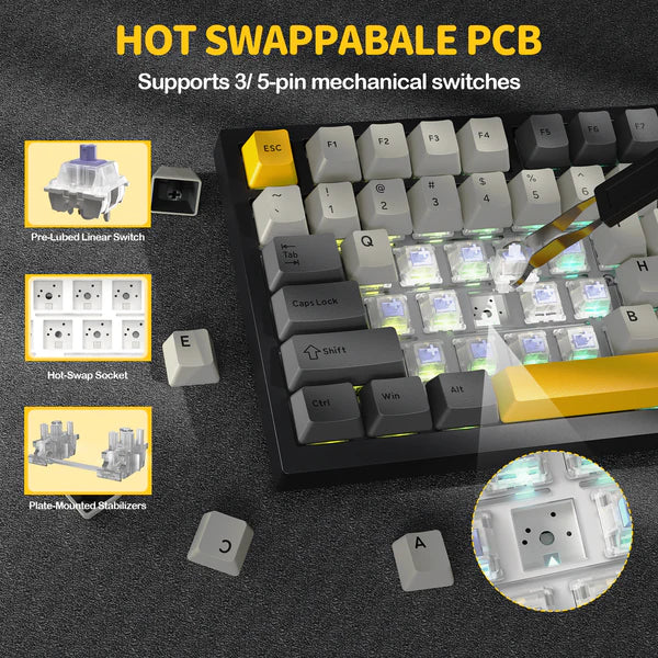 ATTACK SHARK X820Ultra RGB Tri-mode Mechanical Keyboard - WHITE CONTOUR