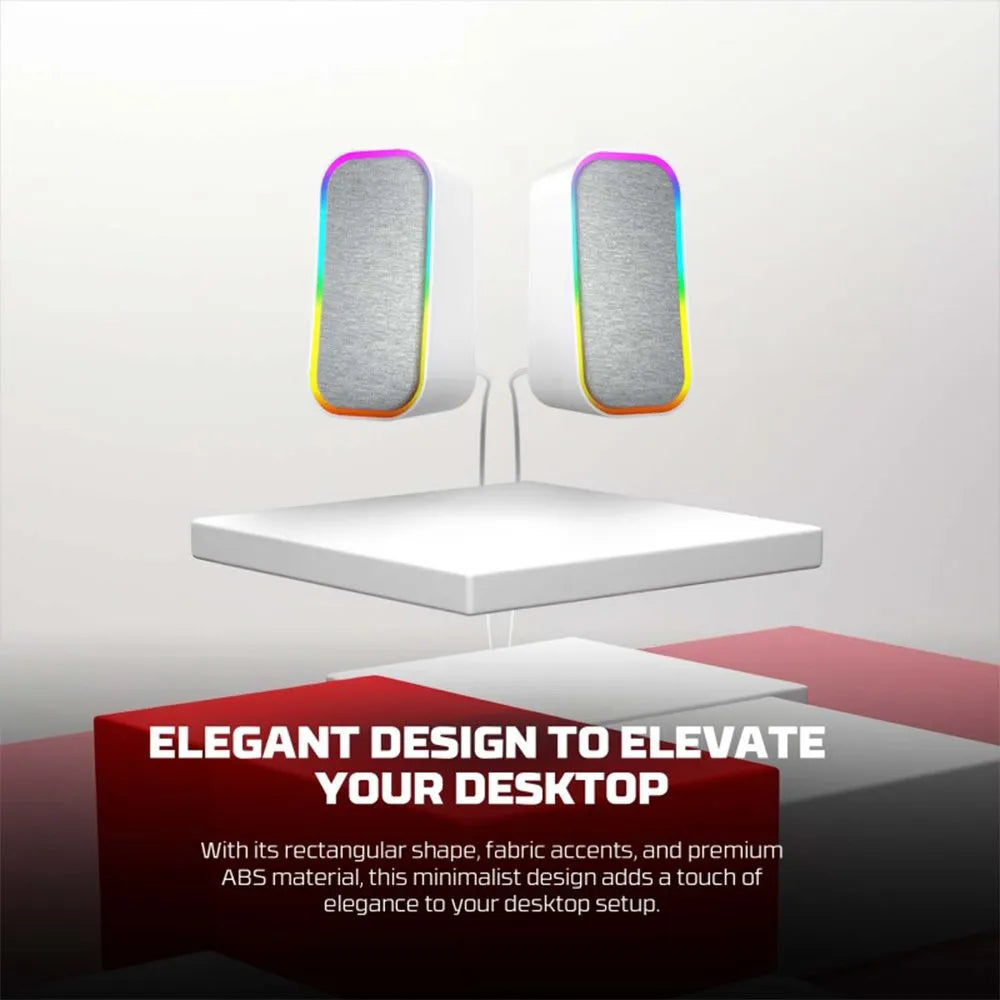 Fantech GS304 GROOVE Dual Mode (Wired & Bluetooth) RGB Gaming Speaker- WHITE