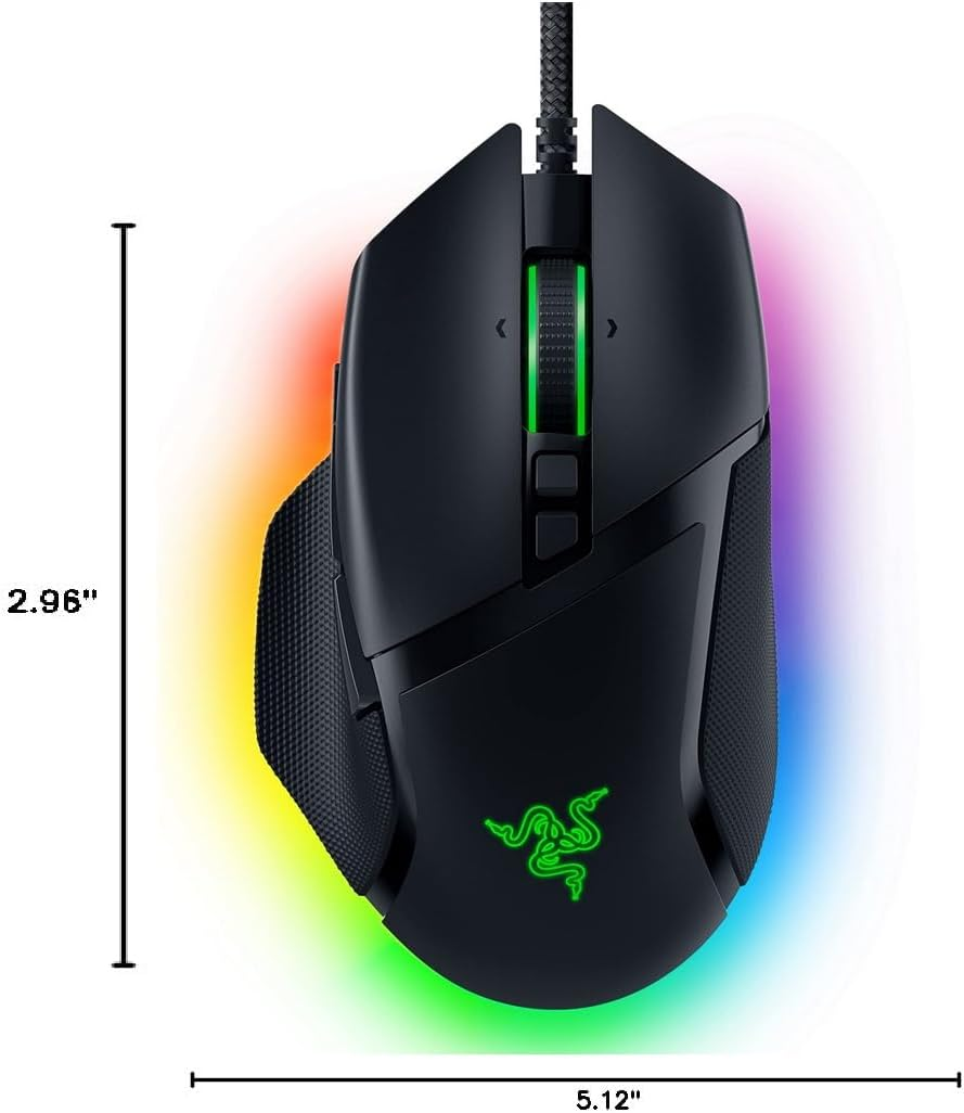 Razer Basilisk V3 Ergonomic Wired Gaming Mouse - Classic Black | RZ01-04000100-R3M1 – 26,000 DPI, 10+1 Programmable Buttons, Razer HyperScroll Tilt Wheel, Optical Mouse Switches Gen-2, Chroma RGB, Speedflex Cable