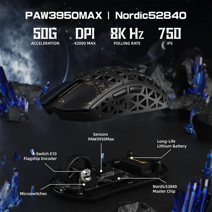 ATTACK SHARK R5 Ultra Carbon Fiber Wireless 8K Gaming Mouse - Black