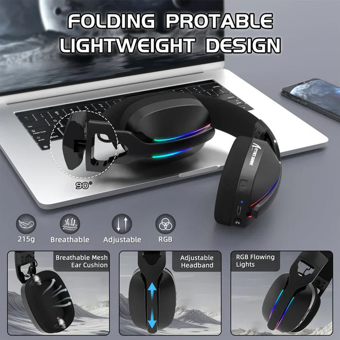 ATTACK SHARK L90 Foldable RGB Ultra-Light Tri-Mode Gaming Headset - Black