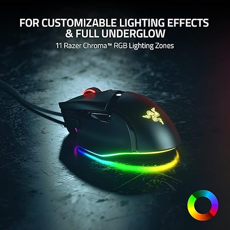 Razer Basilisk V3 Ergonomic Wired Gaming Mouse - Classic Black | RZ01-04000100-R3M1 – 26,000 DPI, 10+1 Programmable Buttons, Razer HyperScroll Tilt Wheel, Optical Mouse Switches Gen-2, Chroma RGB, Speedflex Cable