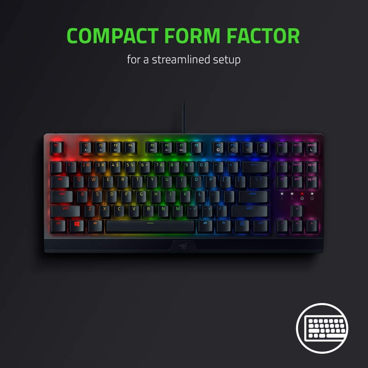 Razer Blackwidow V3 Tenkeyless – Mechanical Gaming Keyboard (Yellow Switch)- Black