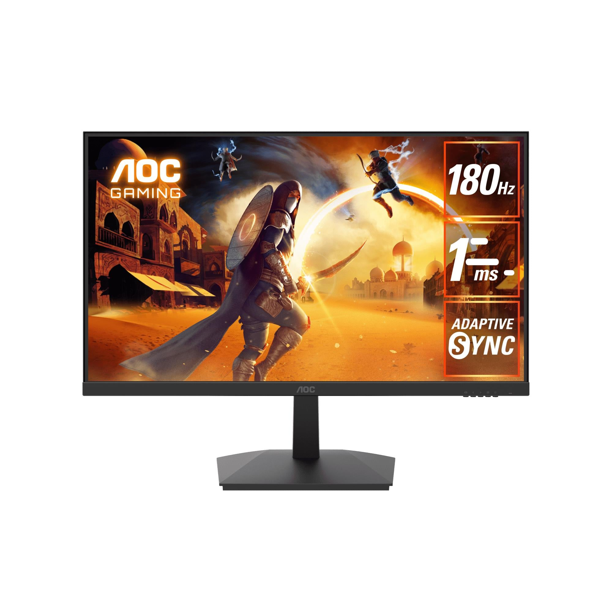 AOC 24G15N 24 inch Gaming Monitor, Full HD 1920x1080, 180Hz 1ms, 1x HDMI 2.0, 1x Display Port, AMD FreeSync, 3-Sided Frameless, HDR Ready, Console Gaming Ready, 3-Year Zero-Bright-Dot