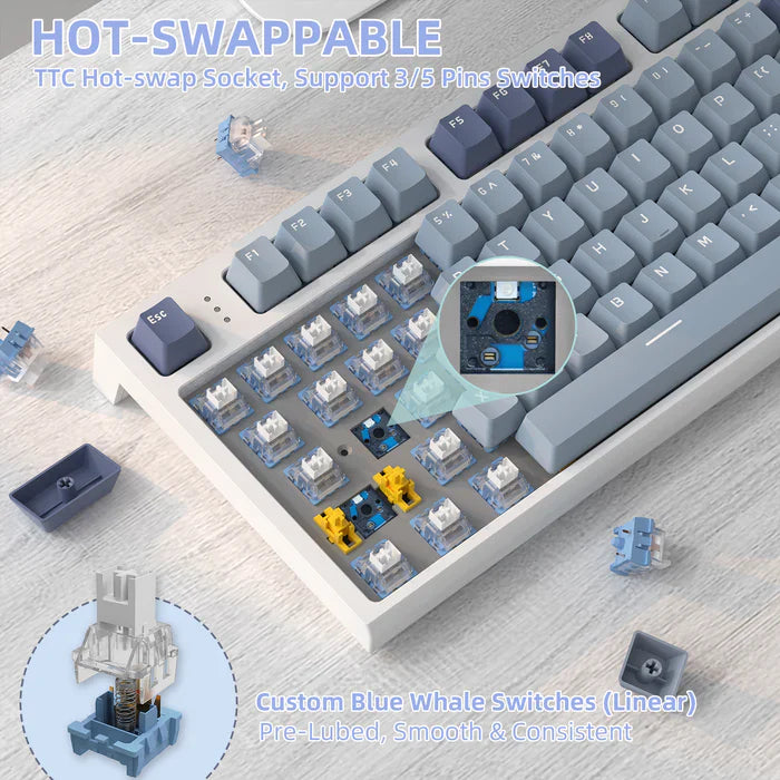 ATTACK SHARK K86 Wireless Mechanical Keyboard - Lavender Blue