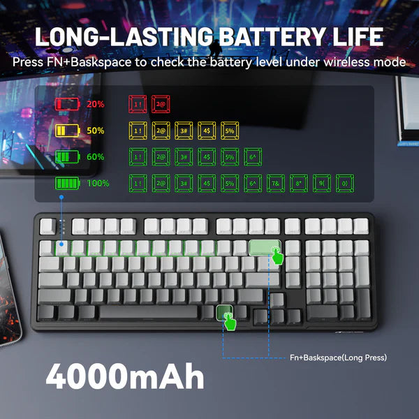 ATTACK SHARK X98 Full-size Wireless Mechanical Keyboard - MOON NIGHT