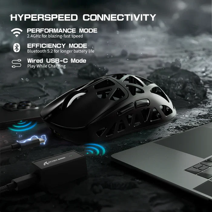 ATTACK SHARK R2 Magnesium Alloy PAW3950 Gaming Mouse 8K (Not Include the Charging Dock) - Black