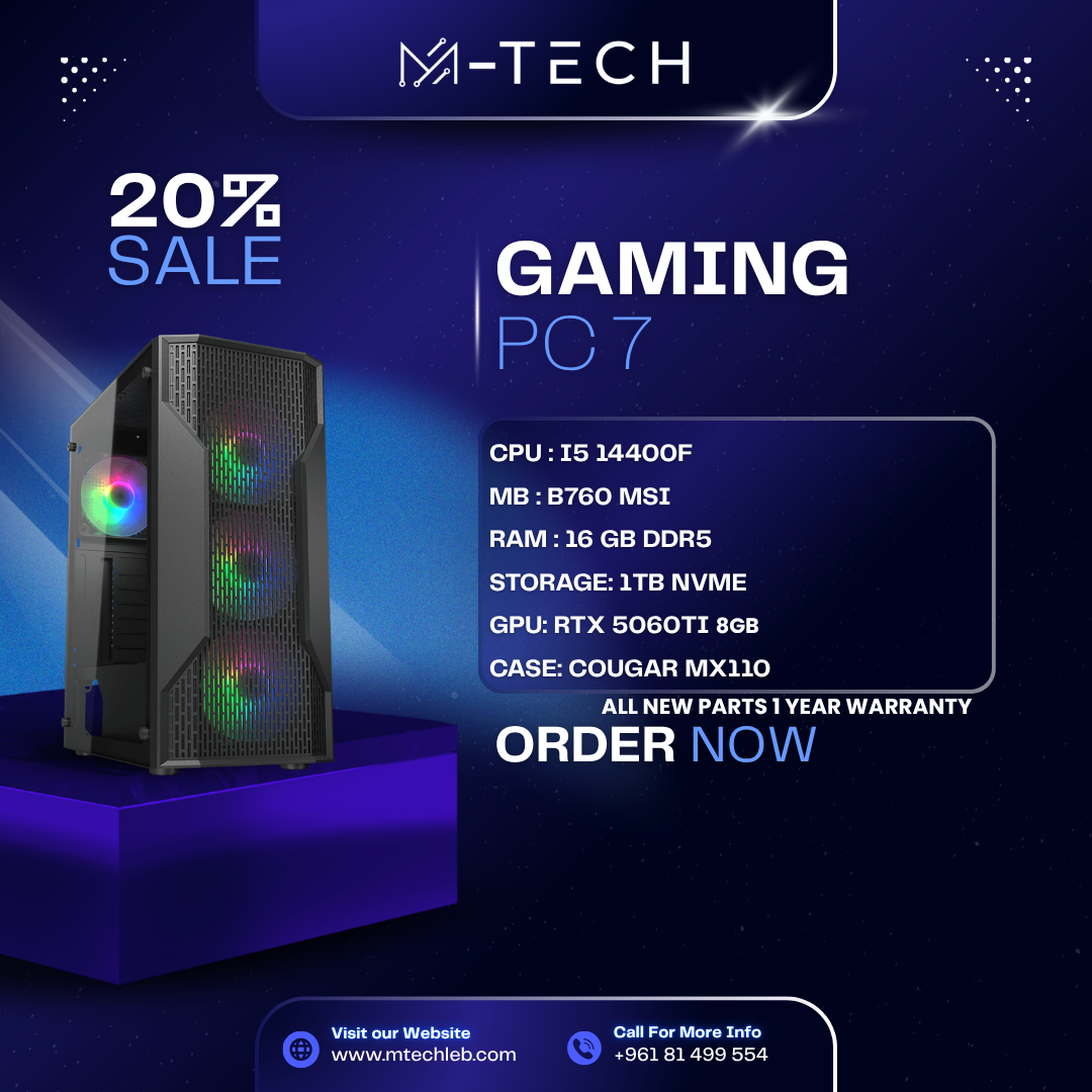 PC Offer 7 - Intel Core i5-14400F | RTX 5060 Ti 8GB | 16GB DDR5 | 1TB NVMe SSD