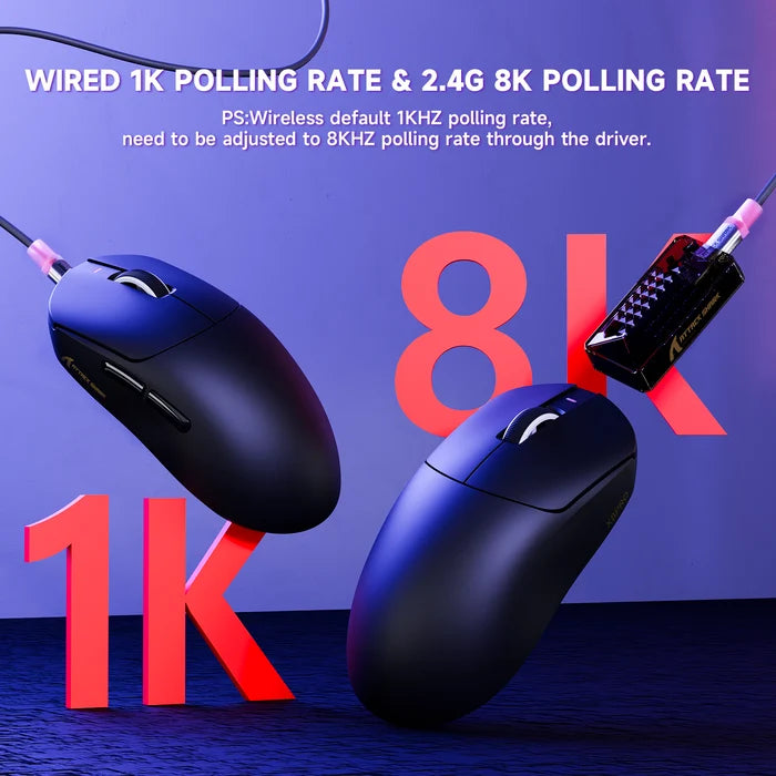 ATTACK SHARK X8PRO Ultra-Light Wireless Gaming Mouse & C06ULTRA Cable - Black