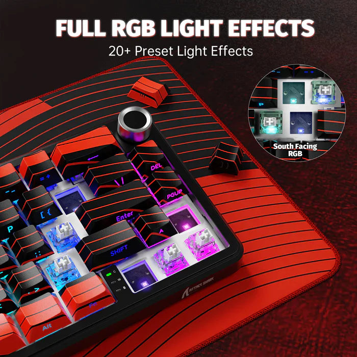 ATTACK SHARK X65 PRO HE Wireless Rapid Trigger Keyboard Magnetic Switch - Black & Red Contour