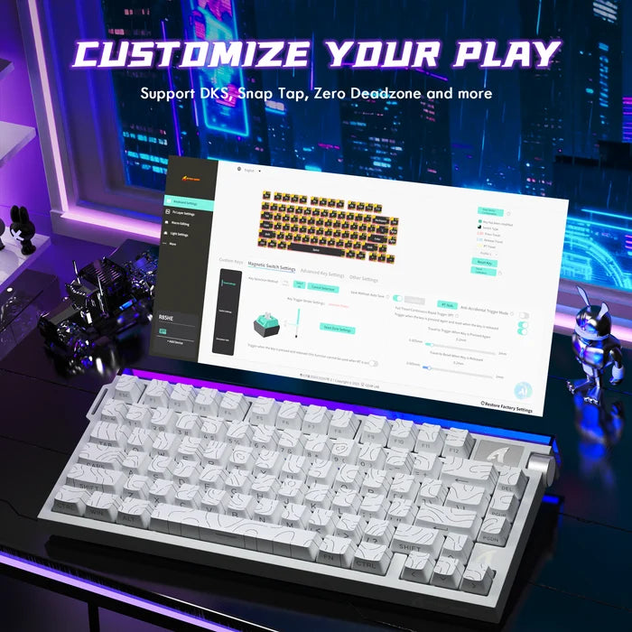 ATTACK SHARK R85 HE Rapid Trigger Keyboard Magnetic Switch with Custom Lightbox - Starlight White Purple