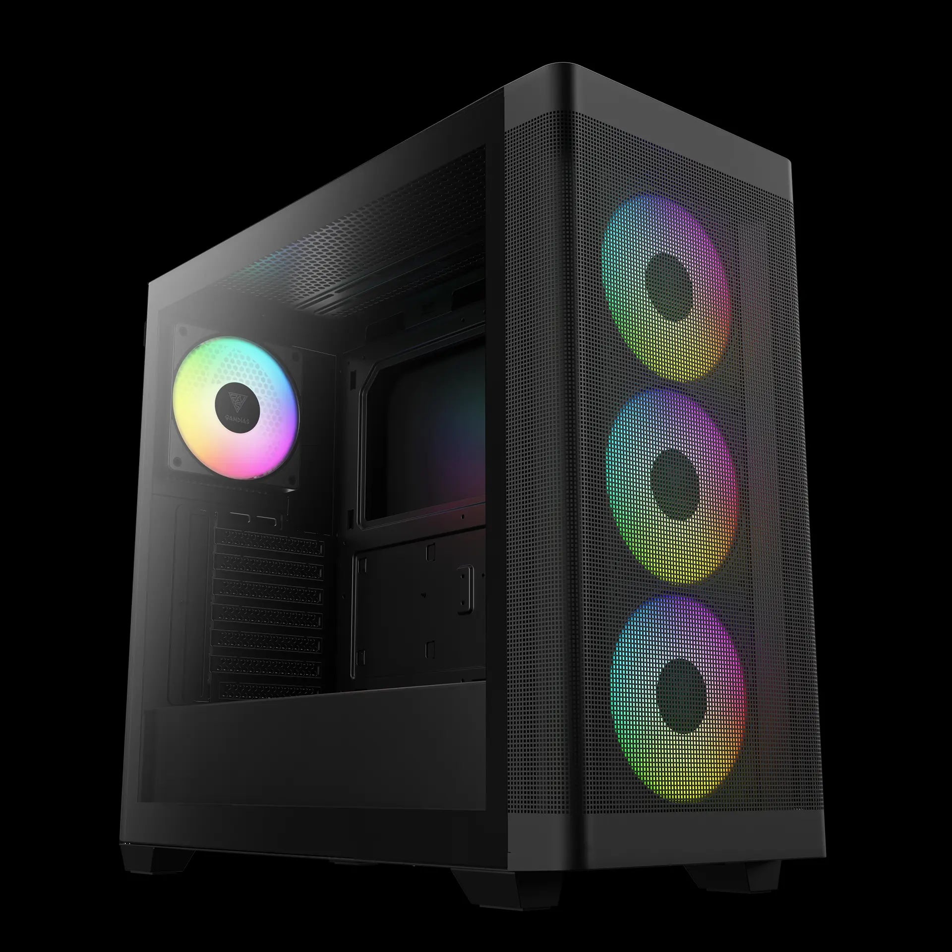 GAMDIAS ATHENA M3 – High-Airflow Mid-Tower With 4 ARGB PWM Fans - Black