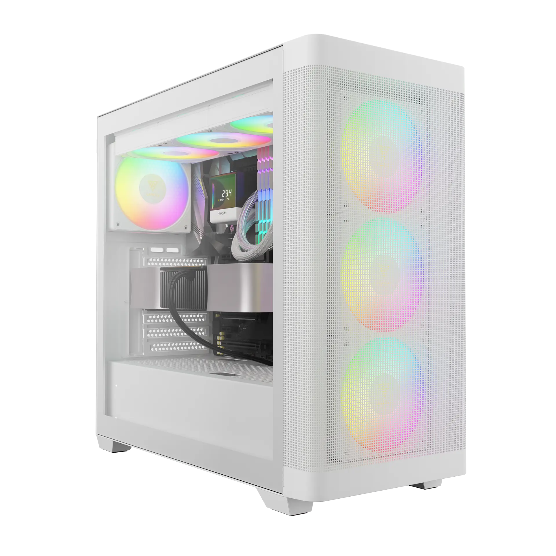 GAMDIAS ATHENA M3 – High-Airflow Mid-Tower With 4 ARGB PWM Fans - White