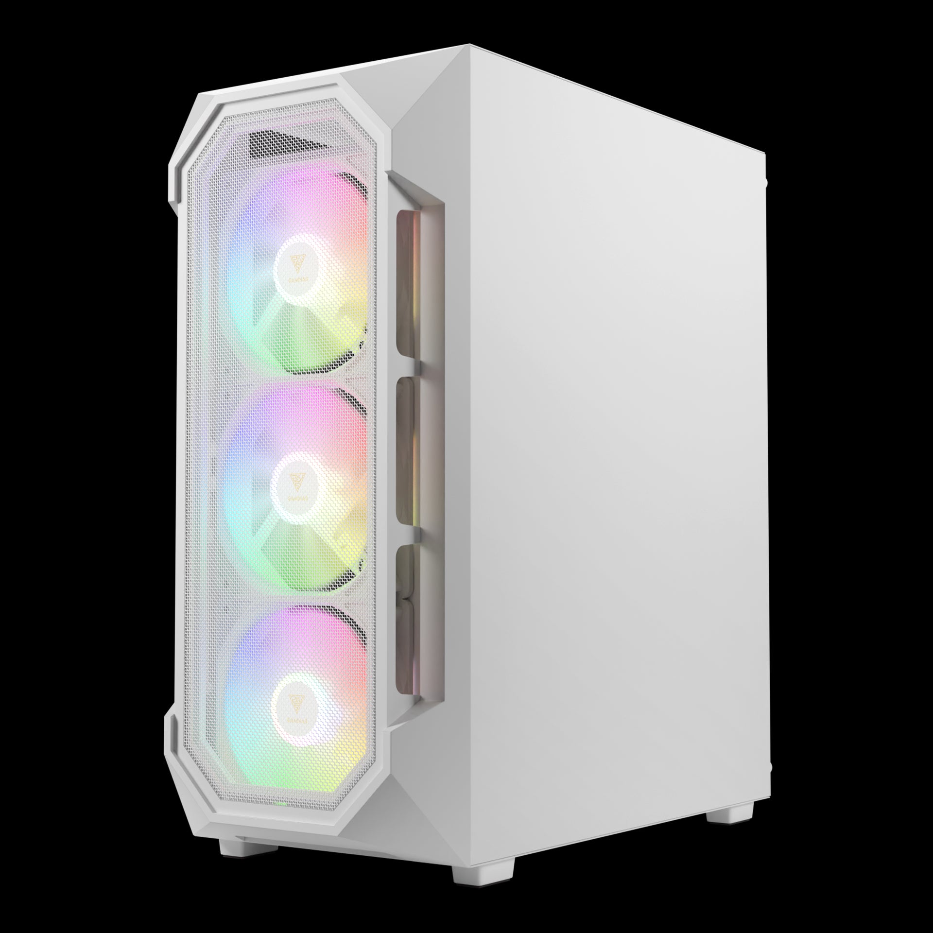 GAMDIAS AURA GC1 ELITE , Mesh RGB Mid-tower GAMING CASE , 4 Built-in 120mm RGB Fans - White