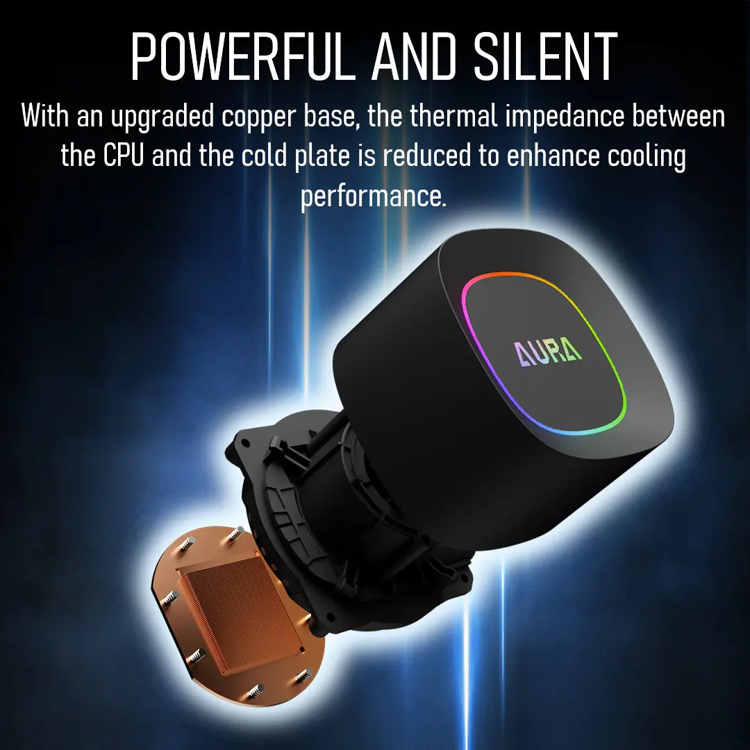 GAMDIAS AURA GL360 LITE ARGB AIO Liquid CPU Cooler With 360mm Radiator, Copper Base, PWM Hydraulic Fans, Motherboard Sync, LGA 1851 & AM5 Support, Easy Universal Mounting