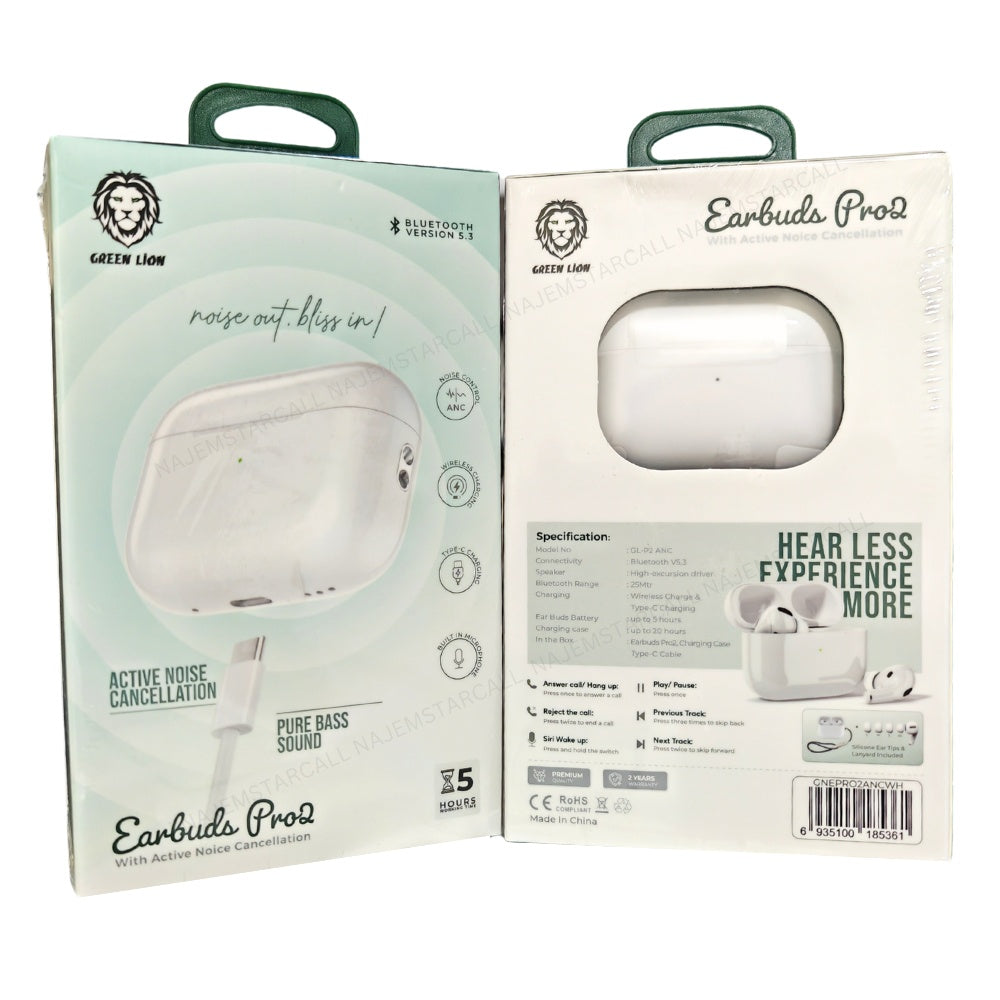 Green Lion Earbuds 2nd Gen Pro 2 with Active Noice Cancellation