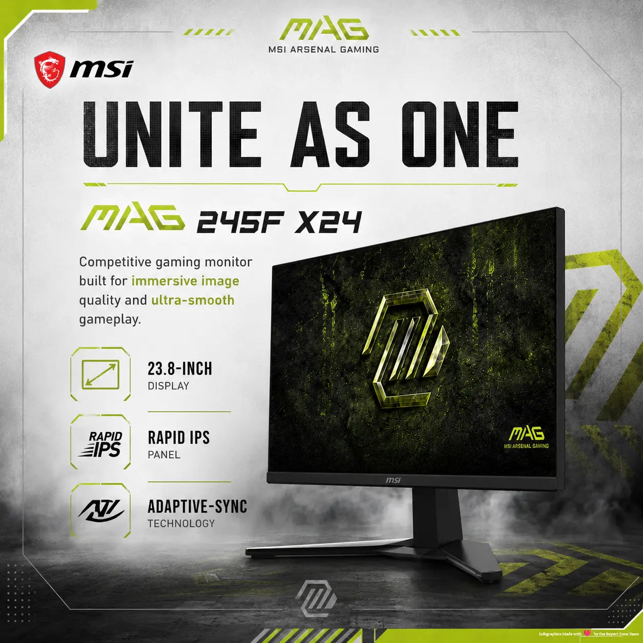 MSI MAG 245F X24 – 24″ FHD 240Hz Rapid IPS Gaming Monitor