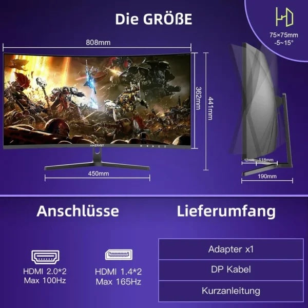 AMAZON AMZG34C5Q 34β³ CURVED GAMING MONITOR