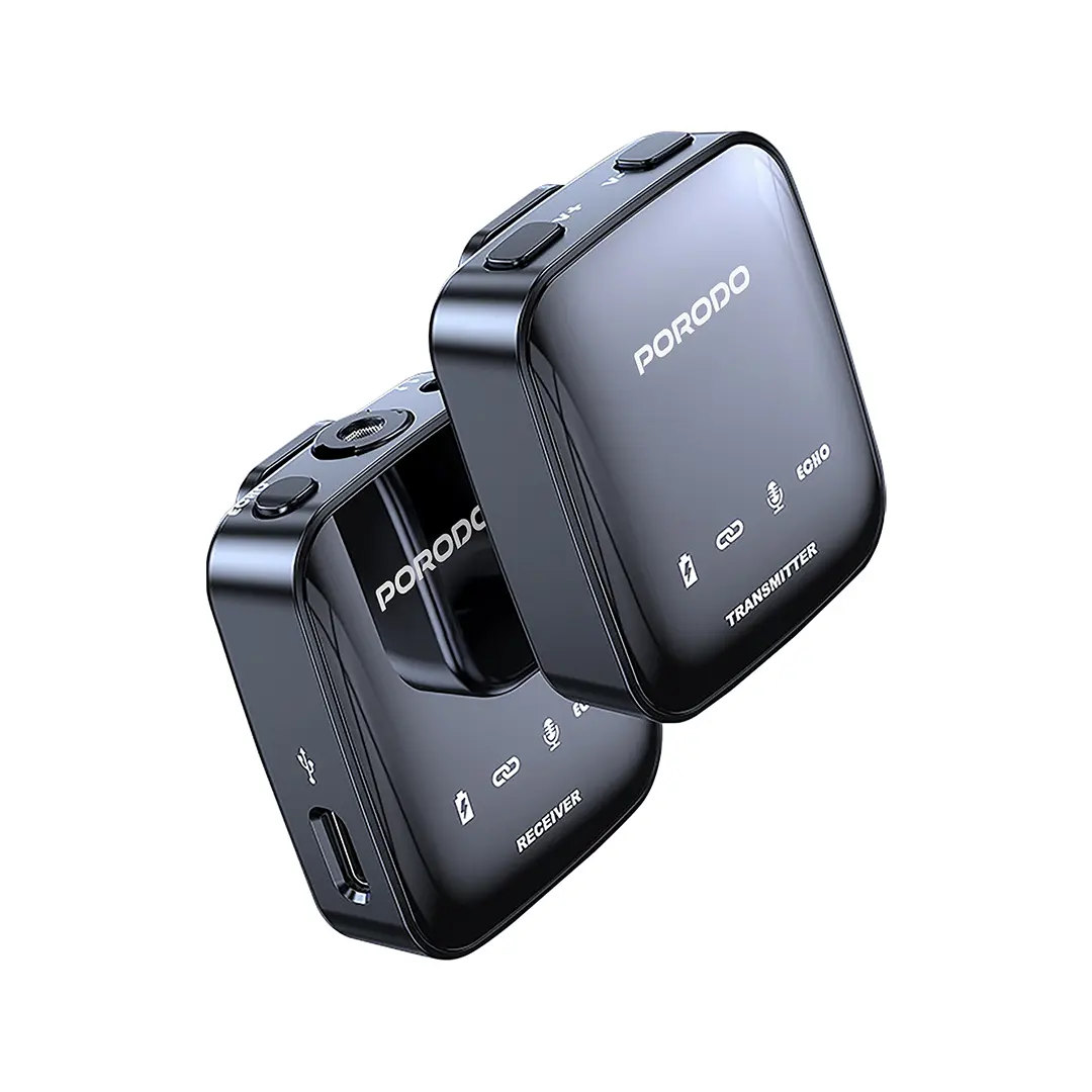 Porodo Two-Device Connect Handheld Lavalier Microphone