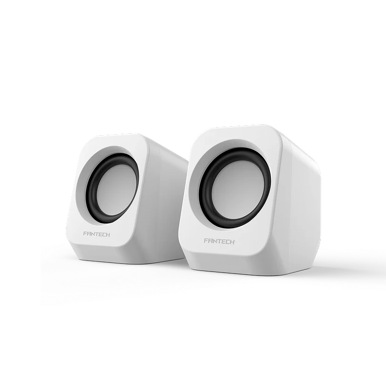 FANTECH CUBO GS207 Wired Stereo Speakers, 6W Output, Dual 52mm Drivers, USB + 3.5mm AUX - white