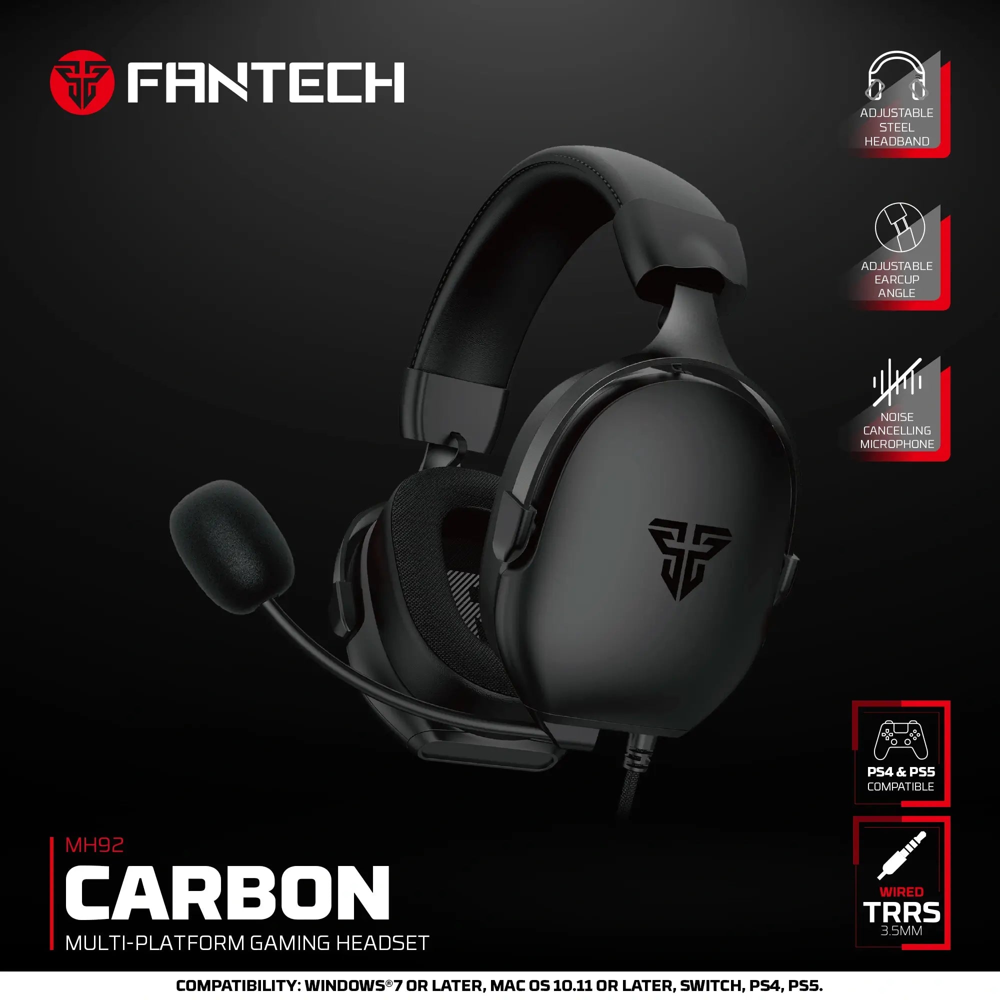 Fantech MH92 CARBON Multi-platform Gaming Headset Black