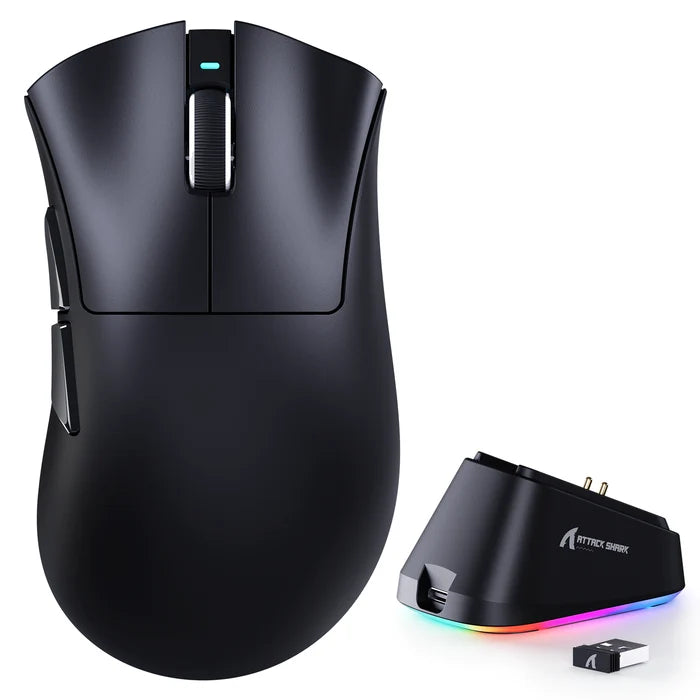 ATTACK SHARK V3PRO Ultra-Light Tri-Mode Gaming Mouse with Charging Dock - Black