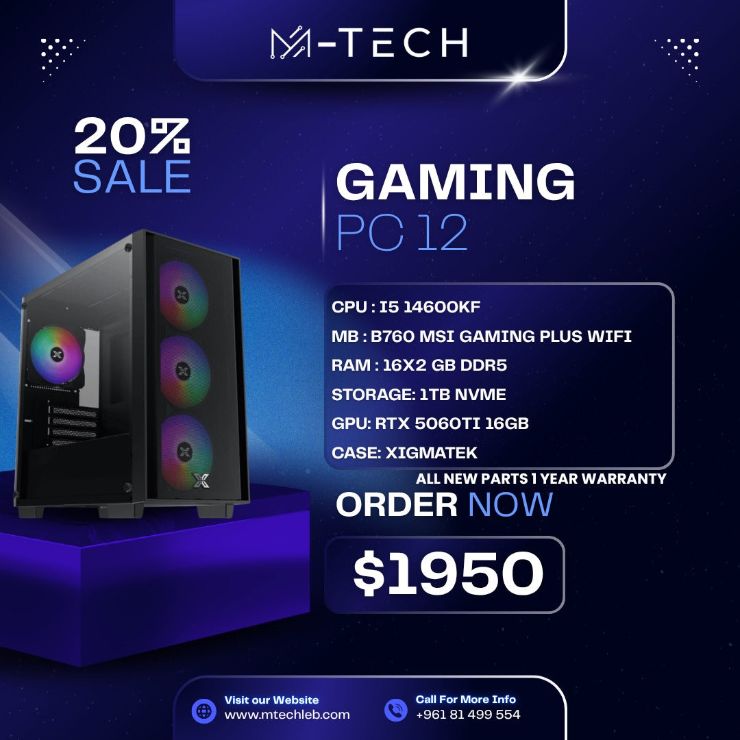 PC OFFER 12 : I5 14600KF 32GB 1TB RTX 5060TI