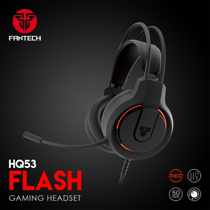 Fantech HQ53 FLASH Gaming Headset with LED Red Illumination and Crystal Clear Audio | BLACK