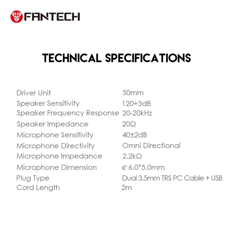Fantech HQ53 FLASH Gaming Headset with LED Red Illumination and Crystal Clear Audio | BLACK